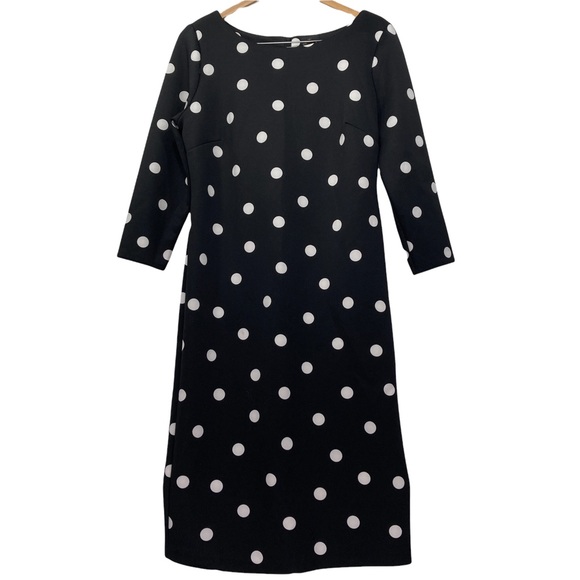 Worthington Dresses & Skirts - Worthington Womens Dress 3/4 Sleeve Black/White Polka Dot Size 10 Round Neck